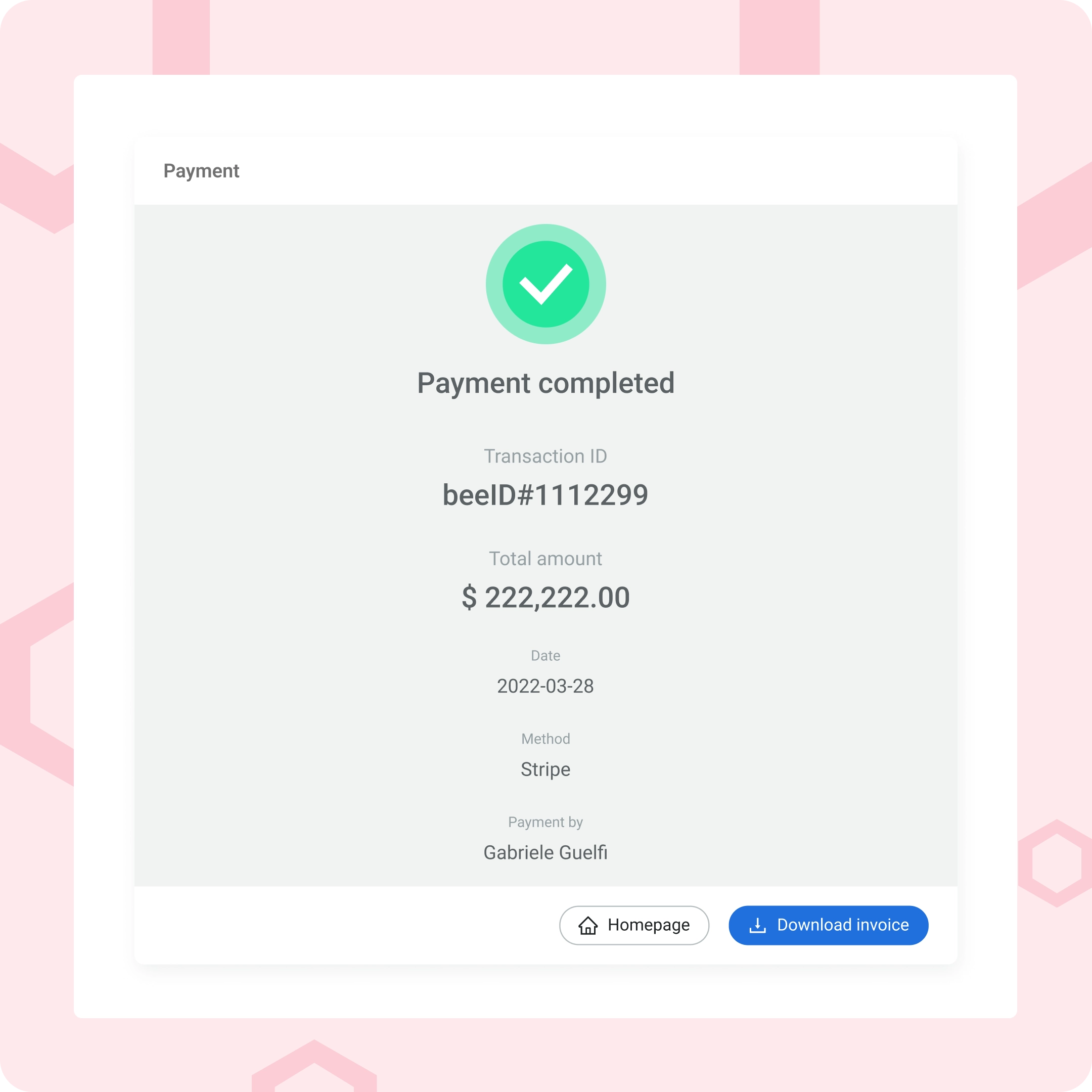 Payment Integration Hub Confirmation